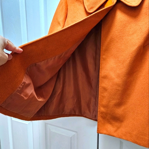 Harvé Bernard Petite Vintage Wool Burnt Orange Women's One Button Coat Jacket PL - Picture 4 of 7